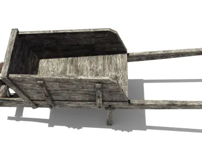 Wooden Wheelbarrow Low-poly 3D model