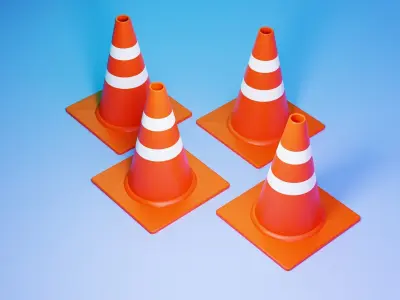 3d model of an orange cone to mark dangerous or prohibited areas 3D model