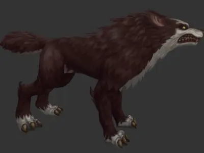 Hand-painted wolf Low-poly 3D model