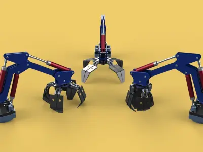 ARM THUMB GRAB BUCKET LOADER LIFTING CRANE GRABBER GRAPPLE JAW 3D model