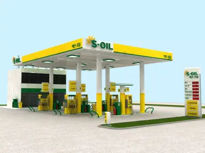 S-Oil Korean Gasoline Station High Detail 3D model
