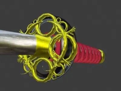 Ornamental Samurai Sword 3D model