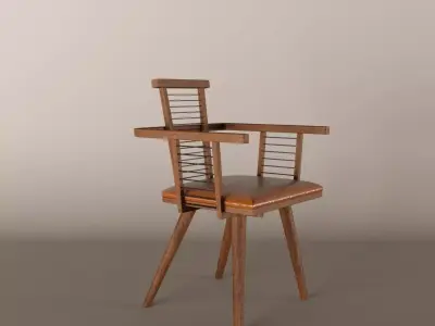 Wooden chair 3D model 5