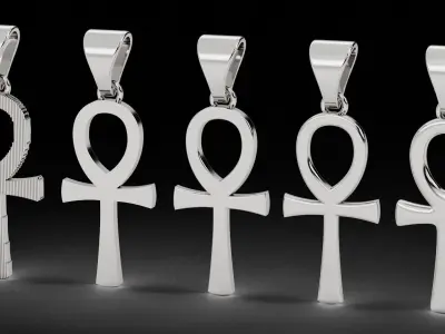 5 Plain Gold Ankh Egyptian Cross Pendant 3D print model purchase