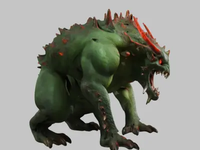 Low Poly Reptile Demon Creature Low-poly 3D model