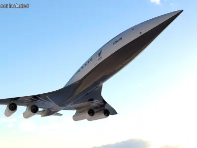  Overture Supersonic Jet Aircraft Rigged for Cinema 4D 