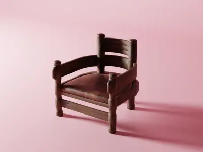 Medieval Chair Low-poly 3D model purchase