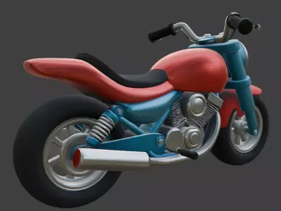 Cartoon Red Motorcycle 3D Model 3D model purchase