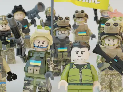 Volodymyr Zelenskyy Ukrainian President   with UA Force squad 3D model