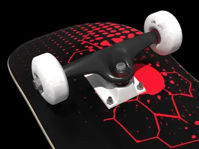 Realistic Rigged Skateboard - Rig for Cinema 4D Low-poly 3D model