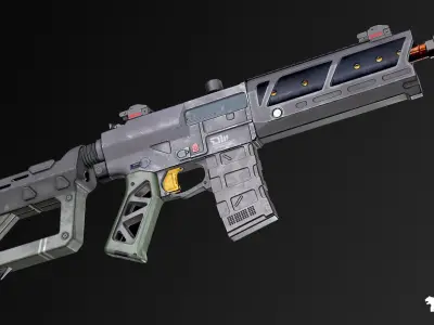 Cyberpunk Assault Rifles Low-poly 3D model
