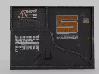 Sci-Fi Mechanical Control Panel Industrial Wall Panel Low-poly 3D model