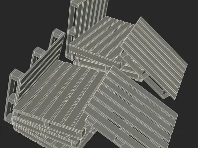 European pallets collection Low-poly 3D model