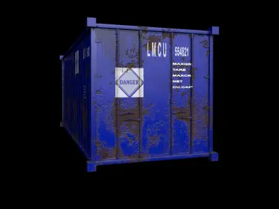 Container-blue PBR shipping container Low-poly 3D model