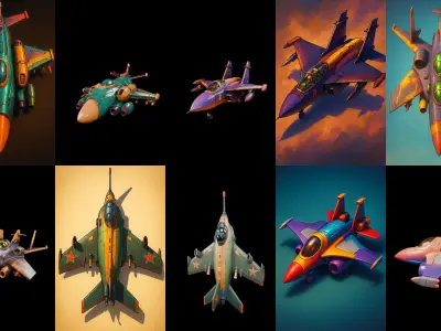 AirCraft bundle 6 pack 100 glb Low-poly 3D model