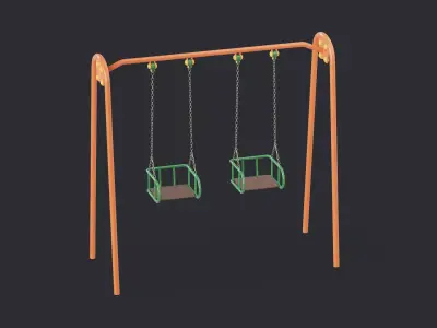 Metal Swing Outdoor 01 Orange Low-poly 3D model