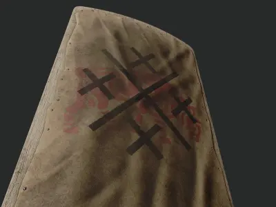 Slavic square leather shield-painted  bull symbol Low-poly 3D model