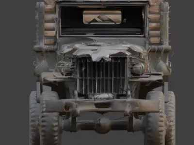Heavy Artillery Transport Wreckage 3d Low-poly 3D model