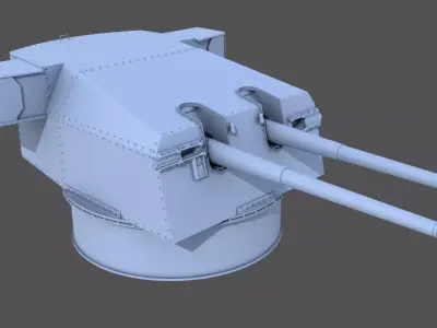 Bismarck 15cm turret 02 - Commercial license - 1-200 scale 3D print model