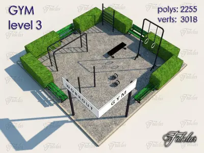 Gym Level Low-poly 3D model 2