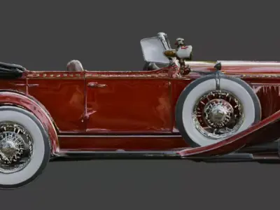 Classic 1920s Ruby Red Luxury Phaeton 3D Model Low-poly 3D model