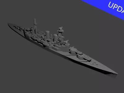 British Battlecruiser HMS Hood Warship 3D print model