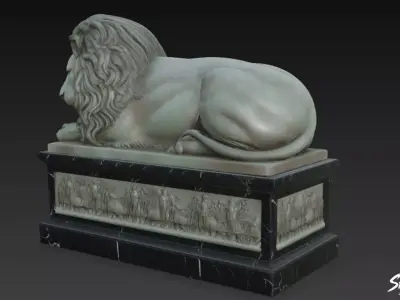 Lion Statue V15 Low-poly 3D model