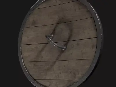 Game ready viking wooden shield Low-poly 3D model
