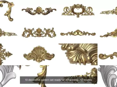 10 decorative pattern set ready for 3D printing 3D Model Pack