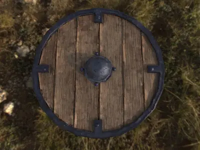 Stylized viking shield Low-poly 3D model