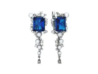 vintage earrings with pearls and radiant 1251  3D print model