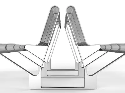 Waiting Room Seat V1 Double 4 Seats 3D model