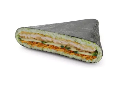 Sushi Crispy salmon masago caviar fried carrot cucumber mayon... 3D model