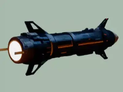 Futuristic Sci-Fi Missile 3D Model Space Rocket Weapon Low-poly 3D model