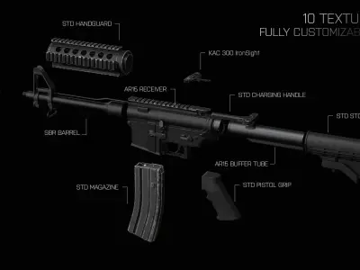 M4-SBR ar - rifle Low-poly 3D model