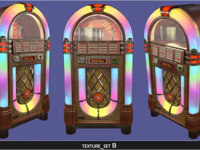 Classic Vintage Wooden Jukebox Rockola Low-poly 3D model
