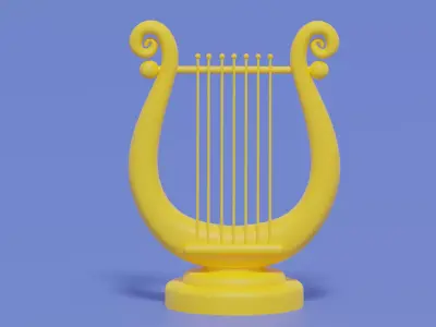 Cartoon Golden Harp 3D model