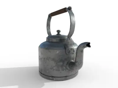 Kettle metal tea Low-poly 3D model