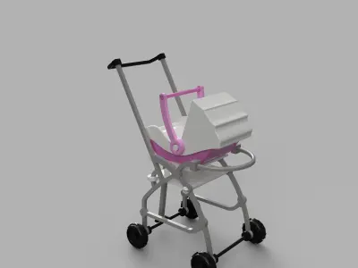Barbie Stroller and Baby Carry Cot 3D print model