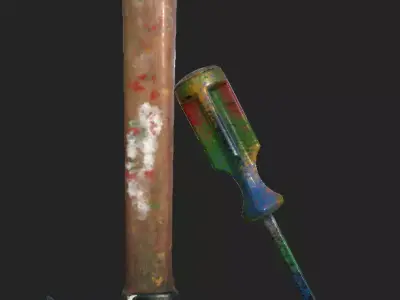 Hamer hammer with paint Low-poly 3D model