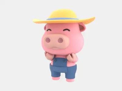 Cute Pig 3D Illustration 3D model