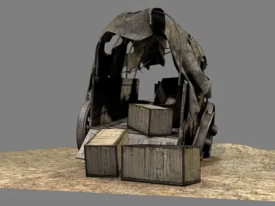 Wild West Damaged Wagon 3D model