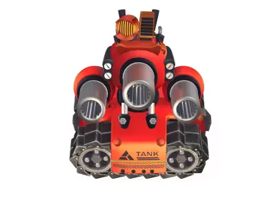 Red Advanced Tank Low-poly 3D model