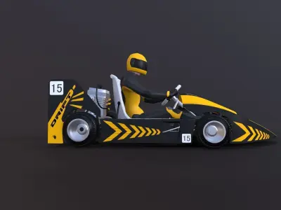 LowPolyKartWithPlayer3 go kart Low-poly 3D model