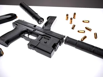 MK23 SOCOM PBR Low-poly 3D model