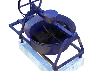CONCRETE PAN MIXER WITH BLADES AND ROLLER 3D model