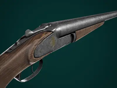 Double barrel shotgun Low-poly 3D model purchase