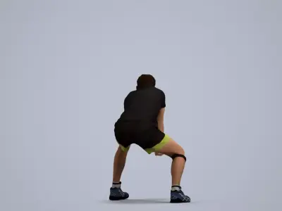 00510Gael008 - Adult Caucasian man crouching in athletic 3D model