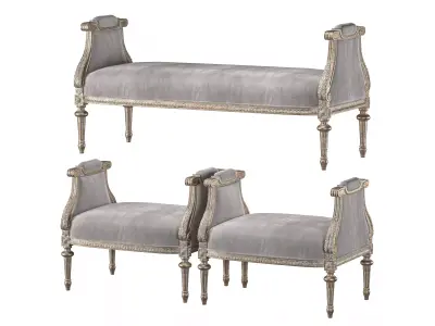 chairish bench and pouf 6958 3D model
