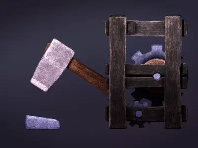 Medieval Crushing Trap Stylized Game Prop Low-poly 3D model